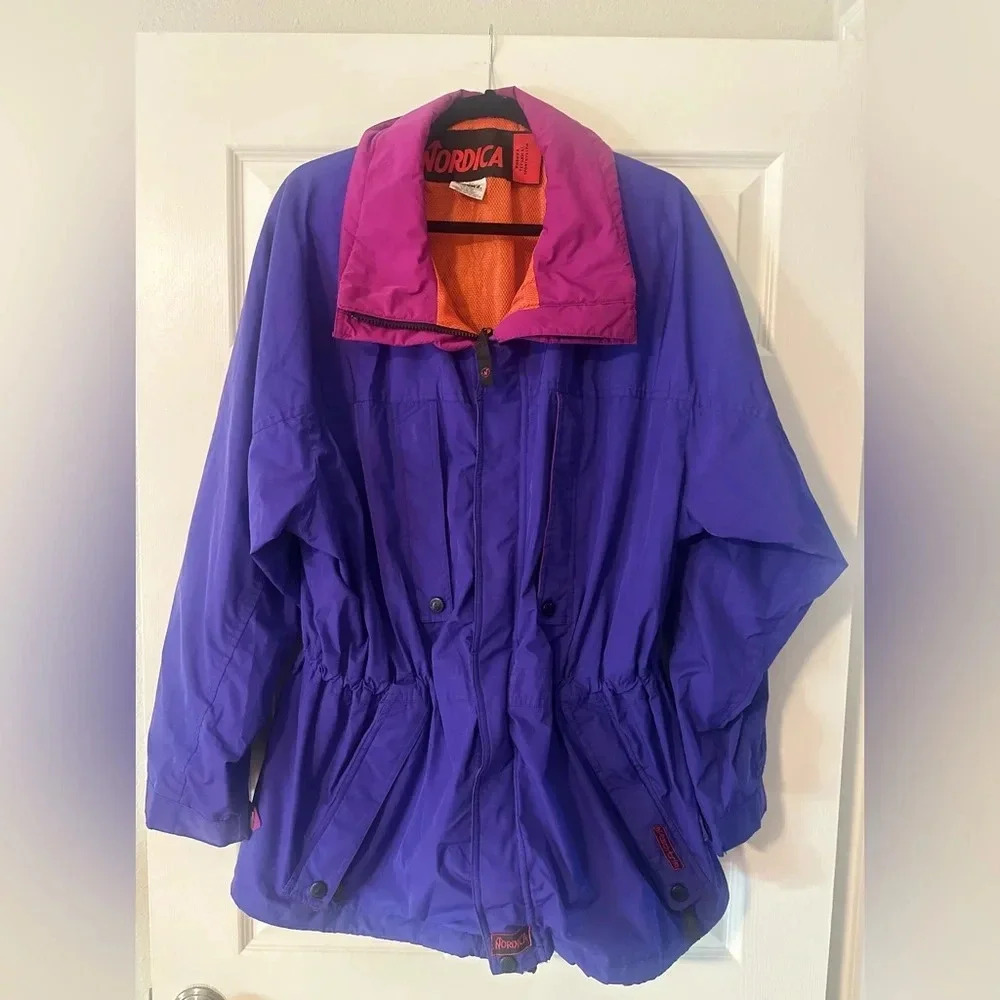 VINTAGE NORDICA Purple Pink Orange Anorak Winter Ski Jacket. Size‎ 54 (XL).